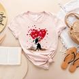 Boston Terrier Lover Heart Shape Boston Terrier Valentine Women's Heather T-Shirt Heather Peach