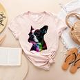 Boston Terrier Lovers Colorful Pop Art Boston Terrier Women's Heather T-Shirt Heather Peach