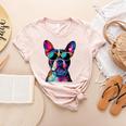 Boston Terrier Lovers Pop Art Boston Terrier Women's Heather T-Shirt Heather Peach