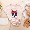 Boston Terrier Mom Bostie Women Girls Women's Heather T-Shirt Heather Peach