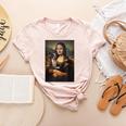 Boston Terrier Mona Lisa Painting Art Dog Mom Dad For Men Women Kids Women's Heather T-Shirt Heather Peach