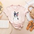 Boston Terrier Papa Cool Dog Lover USA American Flag Men Women Women's Heather T-Shirt Heather Peach