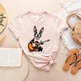 Boston Terrier Playing Guitar Boston Terrier Women's Heather T-Shirt Heather Peach