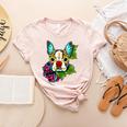Boston Terrier In Red Day Of The Dead Sugar Skull Dog Women's Heather T-Shirt Heather Peach