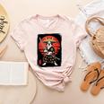 Boston Terrier Samurai Ninja Vintage Anime Japanese Ukiyo-e Women's Heather T-Shirt Heather Peach
