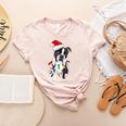 Boston Terrier Santa Christmas Lights Xmas Dog Lover Men Women Kids Women's Heather T-Shirt Heather Peach