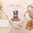 Boston Terrier Santa Claus Christmas Dog Women's Heather T-Shirt Heather Peach