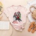 Boston Terrier Santa Claus Hat Merry Christmas Dog X-Mas Women's Heather T-Shirt Heather Peach