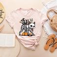 Boston Terrier Skeleton Mummy Witch Halloween Women's Heather T-Shirt Heather Peach