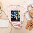 Boston Terrier Starry Night Van Gogh Art Women's Heather T-Shirt Heather Peach