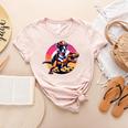 Boston Terrier Wearing A Cowboy Hat On T-Rex Women's Heather T-Shirt Heather Peach