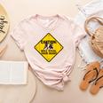 Caution Sign Boston Terrier Dog Bostie Puppy Women's Heather T-Shirt Heather Peach