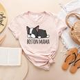 Cute Boston Terrier Boston Mama Women's Heather T-Shirt Heather Peach