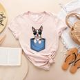 Cute Pocket Boston Terrier Lover Dog Mom Women's Heather T-Shirt Heather Peach
