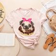 Cute Pug Shirt Donut Girls Dog Women's Heather T-Shirt Heather Peach