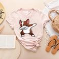 Dabbing Red Boston Terrier Dab Dance Dog Men Women Kids Women's Heather T-Shirt Heather Peach