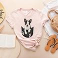 Dog Lovers Boston Terrier In Pocket Dog Face For Men Women Kids Women's Heather T-Shirt Heather Peach