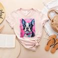 Dog Pink Boston Terrier Women's Heather T-Shirt Heather Peach