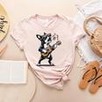 Dog Playing Guitar Singing Boston Terrier For Men Women Girls Kids Women's Heather T-Shirt Heather Peach