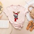 Family Matching Reindeer Xmas Boston Terrier Christmas Women's Heather T-Shirt Heather Peach