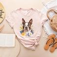 Floral Boston Terrier Women's Heather T-Shirt Heather Peach