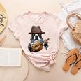 Guitar Shirt Boston Terrier Dog Playing Acoustic Guitar Women's Heather T-Shirt Heather Peach