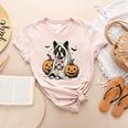 Halloween Boston Terrier Ghost Women's Heather T-Shirt Heather Peach