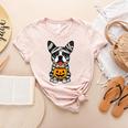 Halloween Dog Boston Terrier Mummy Costume Men Women Kids Women's Heather T-Shirt Heather Peach