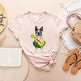 Hawaiian Boston Terrier Dog Pineapple Ukulele Summer For Men Women Girls Kids Women's Heather T-Shirt Heather Peach