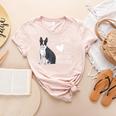 Just A Girl Who Loves Her Boston Terrier Puppy Love Women's Heather T-Shirt Heather Peach