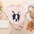 Kids Boston Terrier Dog For Women And Girls Women's Heather T-Shirt Heather Peach