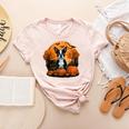 Pumpkin Boston Terrier Costume On Boston Terrier Halloween Women's Heather T-Shirt Heather Peach