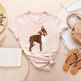 Red Boston Terrier Dog Women's Heather T-Shirt Heather Peach
