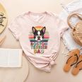 Retro Boston Terrier Dad Women's Heather T-Shirt Heather Peach
