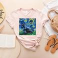 Scottish Terrier Starry Night Scotty Dog Art By Aja Women's Heather T-Shirt Heather Peach