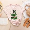 St Patrick's Day Leprechaun Boston Terrier Dog Shamrock For Men Women Kids Women's Heather T-Shirt Heather Peach