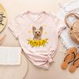 Sunflower Yorkie Mom Dog Lover Women's Heather T-Shirt Heather Peach