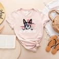 Vintage Boston Terrier Dad American Flag Father's Day Women's Heather T-Shirt Heather Peach
