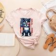 Vintage Boston Terrier Dog American US USA Flag Pets Dogs Women's Heather T-Shirt Heather Peach