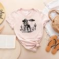 Vintage Boston Terrier UFO Western Wild West Dog Mom Dad Women's Heather T-Shirt Heather Peach