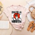 Vintage Japanese Dogzilla Boston Terrier Women's Heather T-Shirt Heather Peach