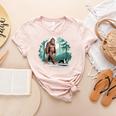 Whimsical Forest Adventures Sasquatch Bigfoot Walking Boston Terrier Dog Lovers Women's Heather T-Shirt Heather Peach