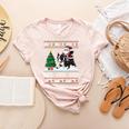 Xmas Tree Lighting Santa Riding Boston Terrier Christmas Women's Heather T-Shirt Heather Peach