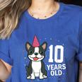 10 Years Old Birthday Boston Terrier Dog Lover 10th Party For Men Women Kids Women's Heather T-Shirt Heather True Royal