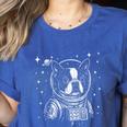 Astronaut Boston Terrier Space Galaxy Dog Lovers Women's Heather T-Shirt Heather True Royal