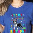 My Birthday Colorful Costume Boston Terrier Party Women's Heather T-Shirt Heather True Royal