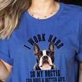 Bostie Mama Dog Dad Boston Terrier For Men Women Women's Heather T-Shirt Heather True Royal