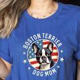 Boston Bull Terrier Women Boston Terrier Dog Mom Women's Heather T-Shirt Heather True Royal