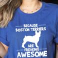 Boston Terrier Awesome Women's Heather T-Shirt Heather True Royal