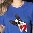 Boston Terrier Bostie Dog Kids Women Girls Women's Heather T-Shirt Heather True Royal